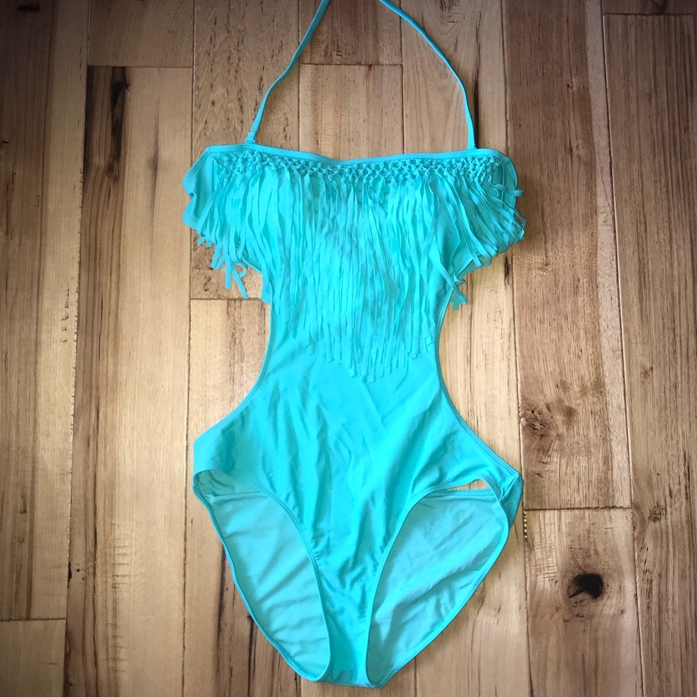 Blue aerie one piece with open back. NWOT
